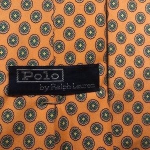 Vintage Polo Orange tie with green & purple design